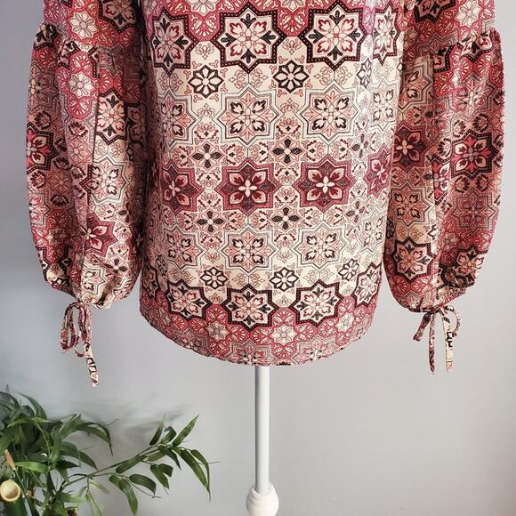Mimi + Daphne Boho Bishop Sleeve Top M - Picture 5 of 8